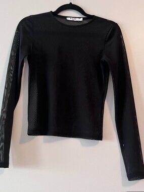 NA-KD Black Sheer Long Sleeve Shirt